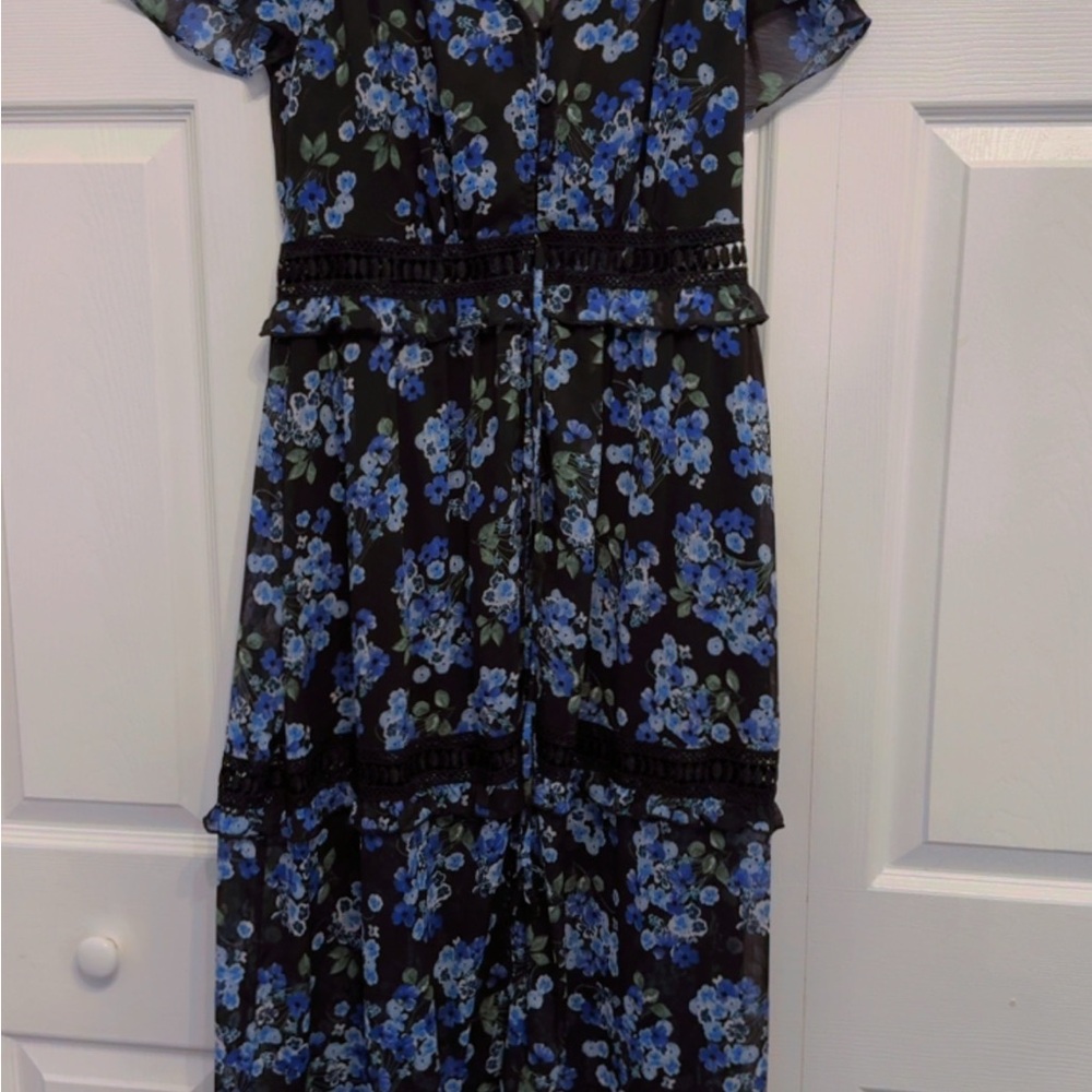 Floral Black and Blue Dress